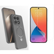 Tekno Grup Xiaomi 15T Kılıf M-Safe Şarj Özellikli Standlı Samara Kapak-Titanyum-Gri + Esnek Nano Ekran Koruyucu