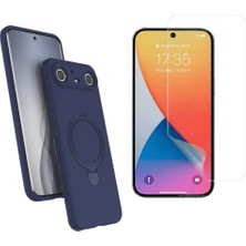 Tekno Grup Tecno Spark Slim 5g Kılıf M-Safe Şarj Özellikli Standlı Samara Kapak-Lacivert + Esnek Nano Ekran Koruyucu