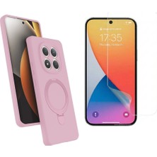 Tekno Grup Xiaomi Redmi Note 15 5g Kılıf M-Safe Şarj Özellikli Standlı Samara Kapak-Pembe + Esnek Nano Ekran Koruyucu