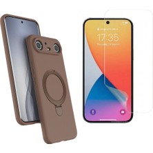 Tekno Grup Tecno Spark Slim 5g Kılıf M-Safe Şarj Özellikli Standlı Samara Kapak-Desert Gold + Esnek Nano Ekran Koruyucu