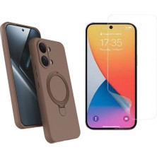 Tekno Grup Xiaomi Poco X8 Pro Max Kılıf M-Safe Şarj Özellikli Standlı Samara Kapak-Desert Gold + Esnek Nano Ekran Koruyucu