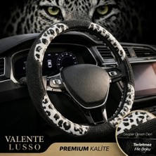 Valente Lusso Geçmeli Direksiyon Kılıfı Aero-Irbis Serisi 3D Fileli - Nefes Alan Kar Leoparı Deseni (38-40CM Universal)