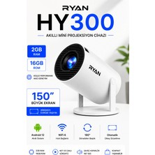 Ryan Mini Projektör Akıllı Projeksiyon Cihazı Kablosuz Ekran Yansıtma 2gb Ram 16GB Hafıza HY300
