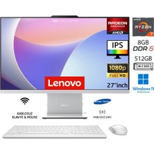 Lenovo ıdeacentre 27ARR9 Aıo Ryzen7 7735HS 8gb 512GB SSD Bulut Gri WIN11 Pro 27" Fhd All In One Bilgisayar P1