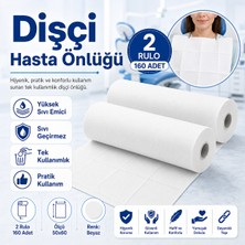 Nova Premium Ex Dişçi Hasta Önlüğü 2 Rulo 160 Adet Beyaz Tek Kullanımlık Sıvı Geçirmez Yüksek Emici Hasta Örtüsü 50X60 cm
