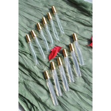 Qualitev 12 Adet 10 ml Boş Cam Parfüm Şişesi Gold Kalem Şişesi Tüp Sprey Şişe Taşınabilir Cep Çantalık Doldurulabilir