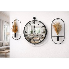 MGS Duvar Saati -Tinatti Black Roma Set Aynalı Duvar Saati Set 50 cm Not: Pampaslar Dahil Değildir
