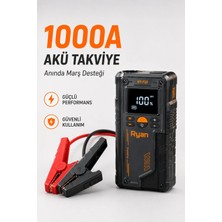 Ryan Akü Takviye Cihazı Lastik Şişirme Kompresörü Powerbank LED El Feneri Taşıma Çantalı RY-P20
