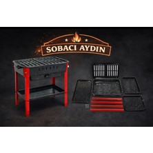 Sobacı Aydın Büyük Boy Pratik Sökülebilir Portatif Tepsili Piknik Mangalı Emaye