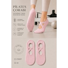 Hobins Sportswear & Company 2 Çift Kaydırmaz Taban Pilates ve Yoga Çorabı Dans,bale,plates Kaydırmaz Çorabı Siyah,beyaz,gri,tene Rengi Seçenekleri ile