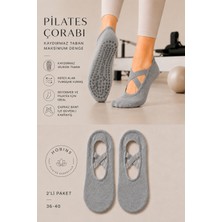 Hobins Sportswear & Company 2 Çift Kaydırmaz Taban Pilates ve Yoga Çorabı Dans,bale,plates Kaydırmaz Çorabı Siyah,beyaz,gri,tene Rengi Seçenekleri ile