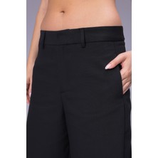 Cess Kadın Pantolon Barrel Pantolon Cloutte Pantolon Yüksek Bel Şık Boyfriend Geniş Paça Siyah Kumaş Pantolon