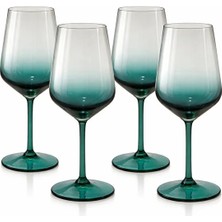 Rakle Petrol Yeşili Cam Kadeh 490 cc 4’lü Set Modern Ayaklı Su Meşrubat Bardağı