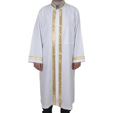 Camimarket Imam Cübbesi Sarı Sırmalı Beyaz Renk