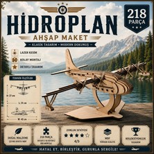 Algwood Vintage Hidroplan 3D Ahşap Maket – 218 Parça Lazer Kesim MDF – Kolay Montaj Koleksiyonluk Uçak Maketi