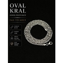 E&S Ticaret Kral Kolye Zincir 3mm 60CM 925 Ayar Gümüş Oval