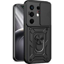 Maks Technology Tecno Camon 50 Kılıf Magnetik Standlı Kamera Korumalı Mkst Sürgülü Vega Kapak - Siyah