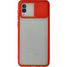Alvera Collection Galaxy A02 Kılıf Palm Buzlu Kamera Sürgülü Silikon - Kırmızı