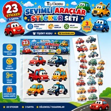 Tişört Kodu Sevimli Arabalar – Çocuklar Için Kâğıt Sticker Seti