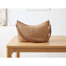 Meya Design Modern Hasır Görünümlü Fermuarlı Omuz Çantası - 26 cm x 39 cm