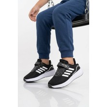 Lafonten Siyah-Beyaz Cırtlı Fileli Hafif Erkek Çocuk Spor Ayakkabı 755 F