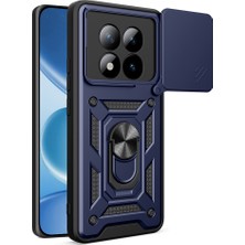 Maks Technology Redmi Note 15 Pro Plus Kılıf Magnetik Standlı Kamera Korumalı Mkst Sürgülü Vega Kapak - Mavi