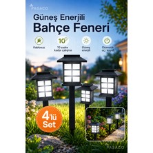 Pasaco 4’lü Set Güneş Enerjili Bahçe Feneri Solar Kablosuz Otomatik Yanan Çim Yol Lambası Beyaz Işık