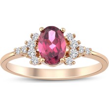 İryum Oval Rhodolite Pırlanta Tektaş Yüzük