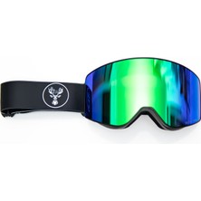 Mamamila Profesyonel Kayak/snowboard Gözlüğü Mıknatıslı Model Siyah-Yeşil