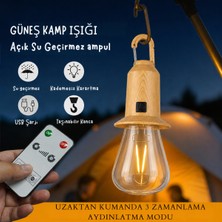 Elma Shop LED Kamp - Çadır - Iç ve Dış Mekan  Lambası - Kumandalı - Askı Kancalı -Güneş Enerjisi ve USB Şarjlı - Su Geçirmez