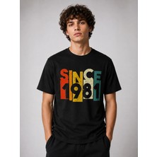 Enb1r Moda Retrovibe 1981 Oversize Unisex Siyah Tişört