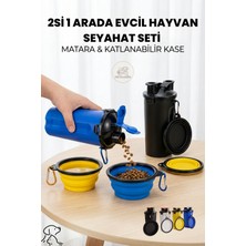 Petolojim Kedi - Köpek Seyehat  Mama ve Su Matarası Seti, Evcil Hayvan Katlanabilir Mama Kabı Taşınabilir Suluk ve Mama Kabı