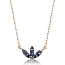 İryum Safir Lotus Çiçeği Kolye