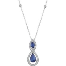 İryum Pırlantalı Safir Kolye