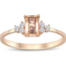 İryum Morganite Taşlı Tasarım Pırlanta Yüzük