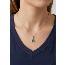 İryum Oval Tektaş Zümrüt Kolye