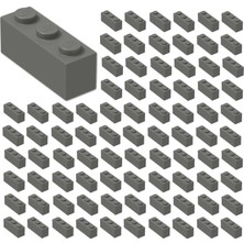 LEGO Yedek Parçalar: Brick: Duvar Parçası: 100 Adet 1x3 Koyu Gri 3622 - Parts: Brick: 100 Piece 1x3 Dark Bluish Gray 3622