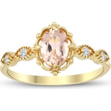 İryum Vintage Morganite Tektaş Pırlanta Yüzük