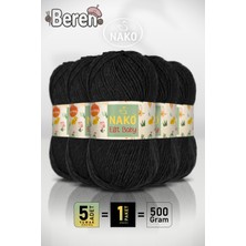 Nako Elit Baby - 217 Siyah - 5'li Paket - 100GR/250M - Bebek Ipi - Anti Pilling Tüylenmez Ip