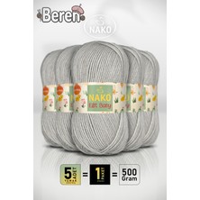 Nako Elit Baby - 4672 Açık Gri - 5'li Paket - 100GR/250M - Bebek Ipi - Anti Pilling Tüylenmez Ip