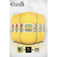 Nako Elit Baby - 2857 Sarı Neon Pembe - 5'li Paket - 100GR/250M - Bebek Ipi - Anti Pilling Tüylenmez Ip