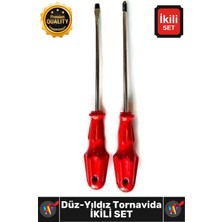 Wintoup #tornavida Profesyonel Dayanıklı 5X100 mm Uçlu Pratik Ev Tipi Sağlam Düz Yıldız Tornavida Ikili Set