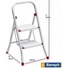 Timion Mey Ithalat® Saraylı Pratik Metal Merdiven Beyaz 2 Basamaklı