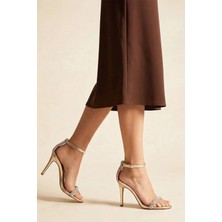 Nemesis Shoes Sofia Kadın Topuklu Abiye Sandalet Gold Kristal Taşlı