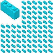 LEGO Yedek Parçalar: Brick: Duvar Parçası: 100 Adet 1x3 Azure Mavi 3622 - Parts: Brick: 100 Piece 1x3 Medium Azure 3622