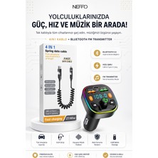 Neffo Araç Içi Çakmaklık Bluetooth Fm Transmitter ve 65W 4in1 Spiral Şarj Kablosu Seti