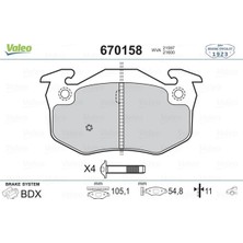Valeo 670158 Arka Fren Balatası Peugeot P106 96>04 P205 87>98 P206 00>09 P306 97>01 P309 89>93 Cıtroen Saxo 96>04 Xsara 97>05 Zx 92>97 Renault R9-R19- Mgn I-Clıo I-Iı Ince Tip 4254.42-4254.90-4252.71-
