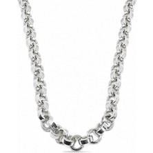 Oya Silver Kalın Dar Halka Gümüş Zincir Kolye 55CM [ZK002]