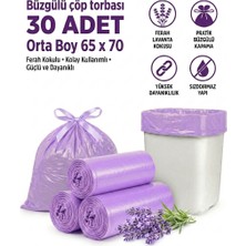 Liva Ambalaj Lavanta Kokulu Büzgülü Çöp Torbası Orta Boy 55X60 cm 30 Adet - Sızdırmaz ve Dayanıklı
