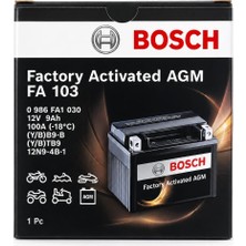 Bosch FA103 Agm 12V 9AH Motosiklet Aküsü – Bakımsız Yüksek Performanslı Akü